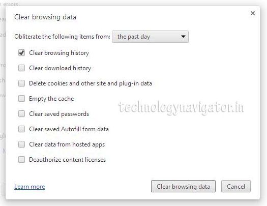 Clear browsing data