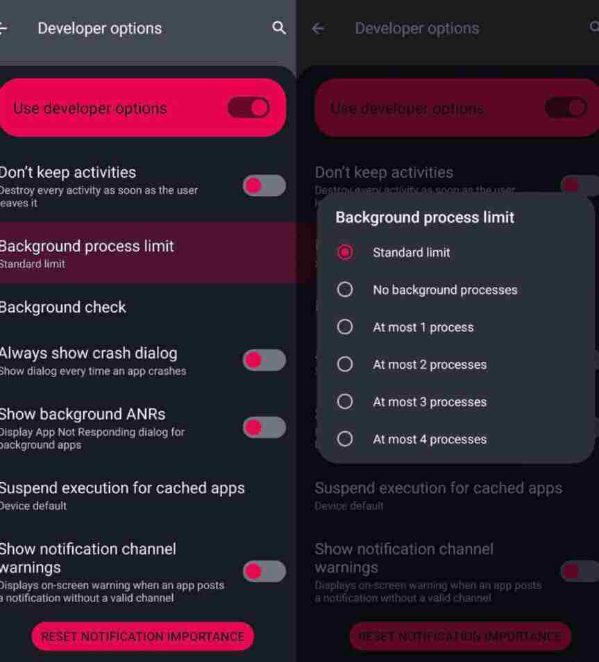 developer option_background process_limit