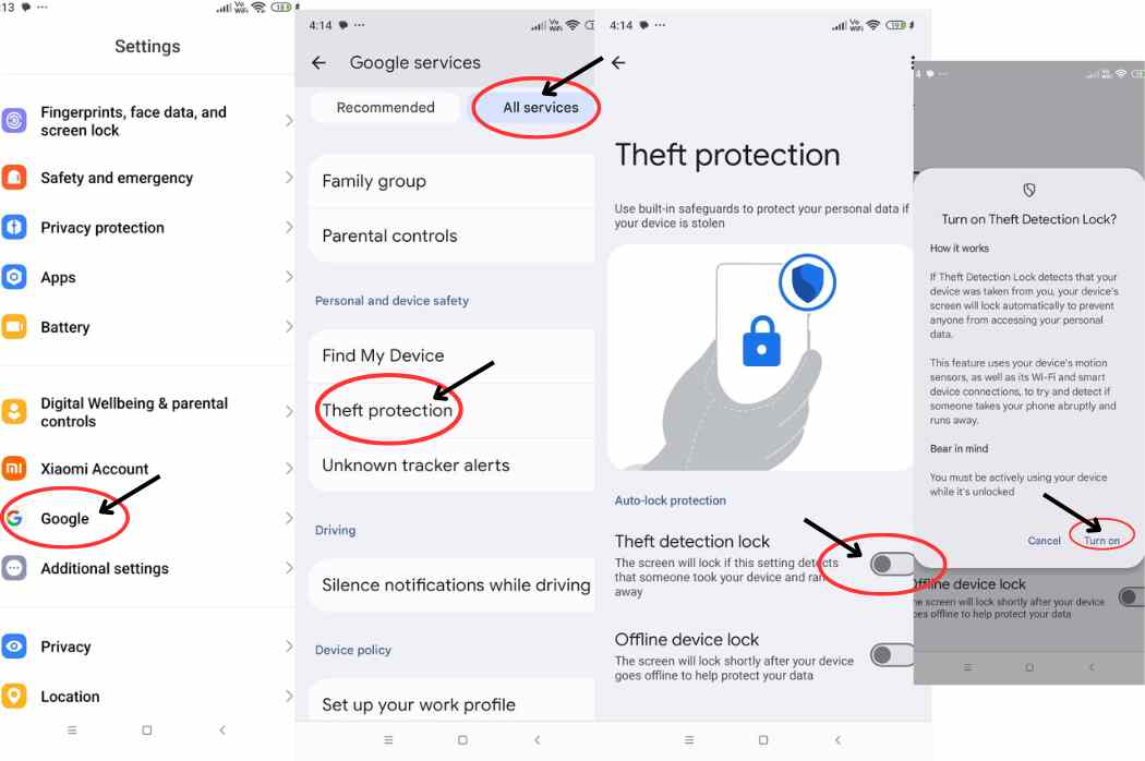 Enable Theft Protection Feature